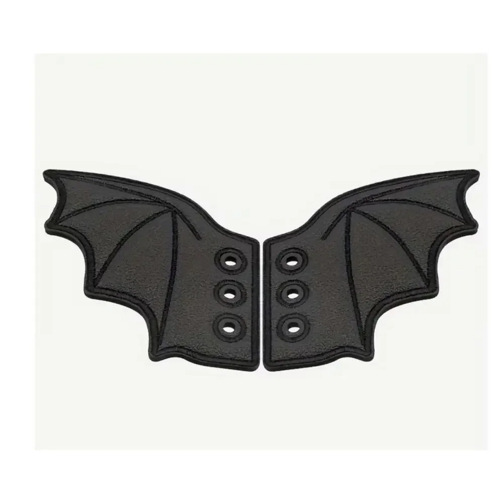 Bat Boot Wings Black Faux Leather Gothic Whimsygoth Decorations Shoe Ornaments